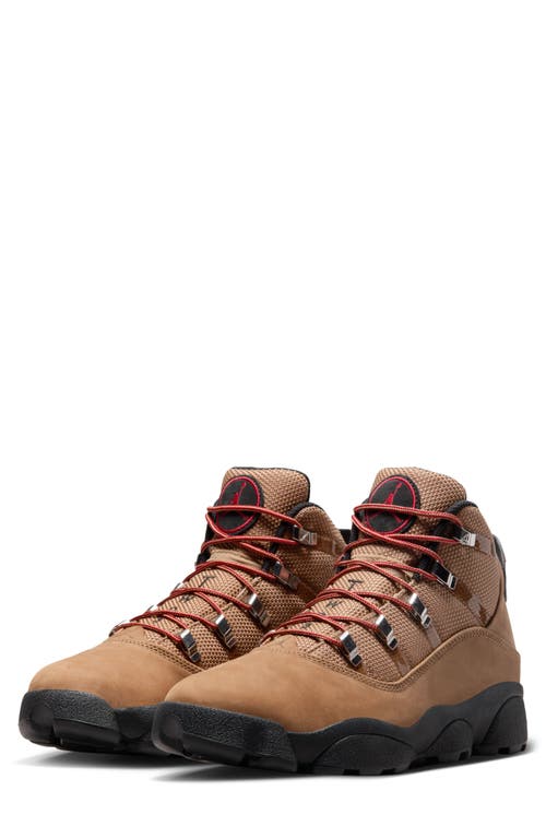 Jordan Winterized 6 Rings Sneaker in Rocky Tan/Black/Varsity Red 