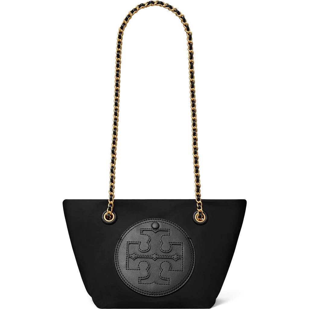Tory Burch Ella Small Leather Chain Shoulder Bag In Black