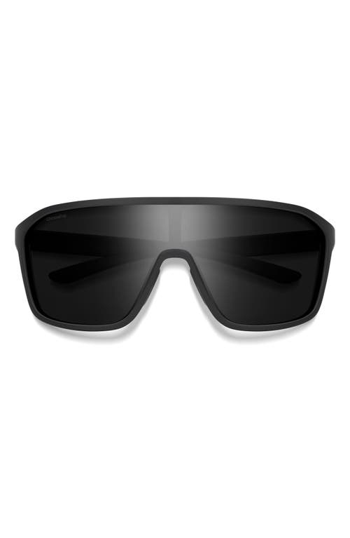 Smith Boomtown 135mm Chromapop™ Polarized Shield Sunglasses In Matte Black/black