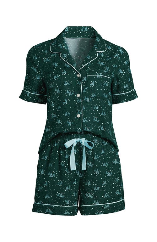 Shop Lands' End Drapey Flannel 2 Piece Pajama Set In Deep Forest Trees