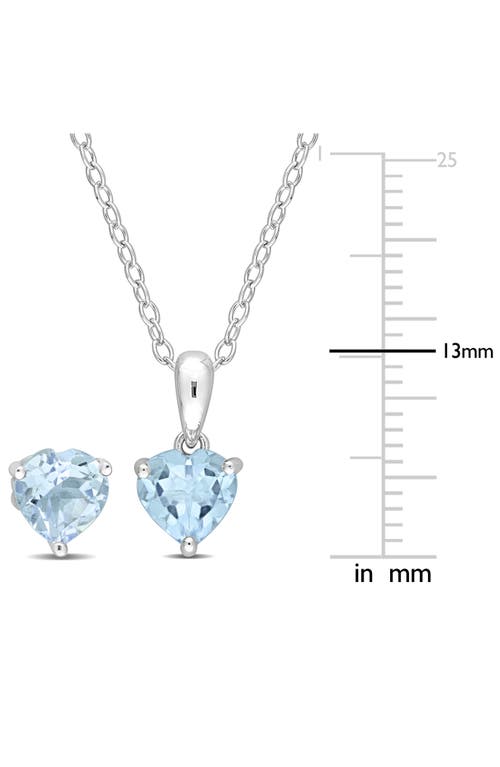 Delmar Sky Blue Topaz Heart Stud Earrings & Pendant Necklace Set In Blue
