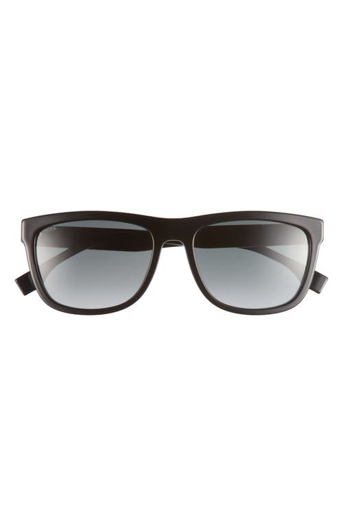 58mm Polarized Rectangular Sunglasses in Black/Grey Gradient Lens