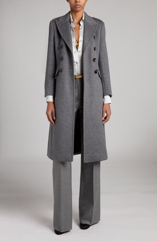 Tom Ford Double Breasted Felt Martingale Coat In Ig344 Mid Grey Melange