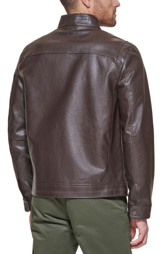 Dockers Racer Faux Leather Jacket In Dark Brown