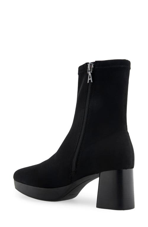 Aerosoles Sussex Block Heel Platform Bootie In Black Stretch Gabardine