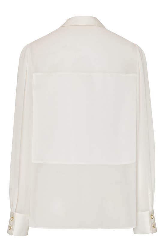 Shop Milly Andy Semisheer Satin Button-up Top In White