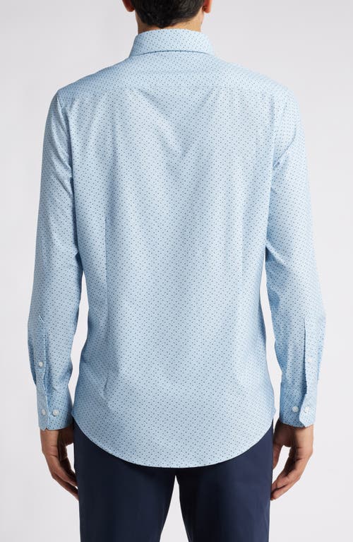 Mizzen + Main Mizzen+main Leeward Trim Fit Print Performance Button-up Shirt In Steel Blue Multi Dot
