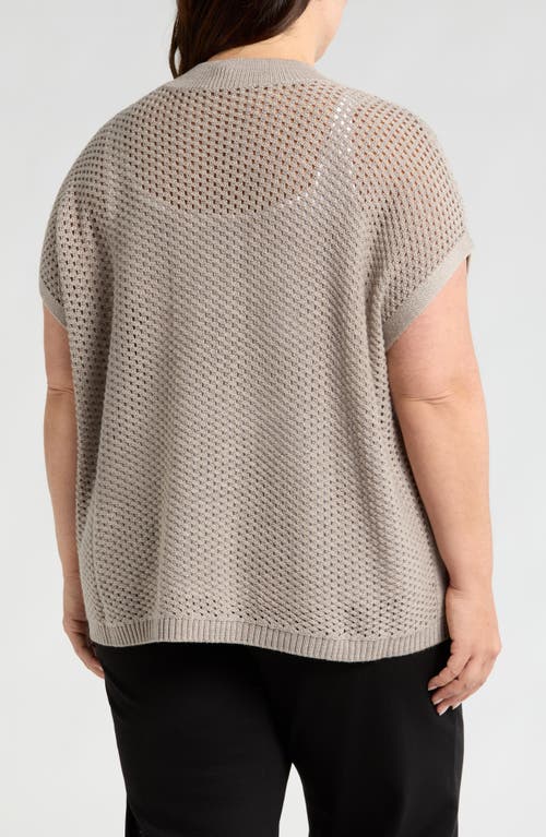 Shop Eileen Fisher Short Sleeve Wool Sweater In Dove