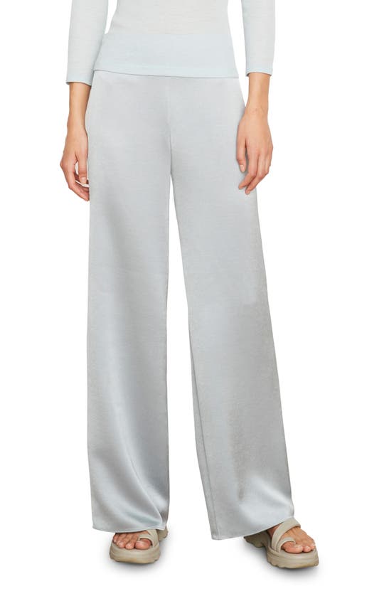 Vince High Waist Satin Wide Leg Pants In Dk Pacific Stone