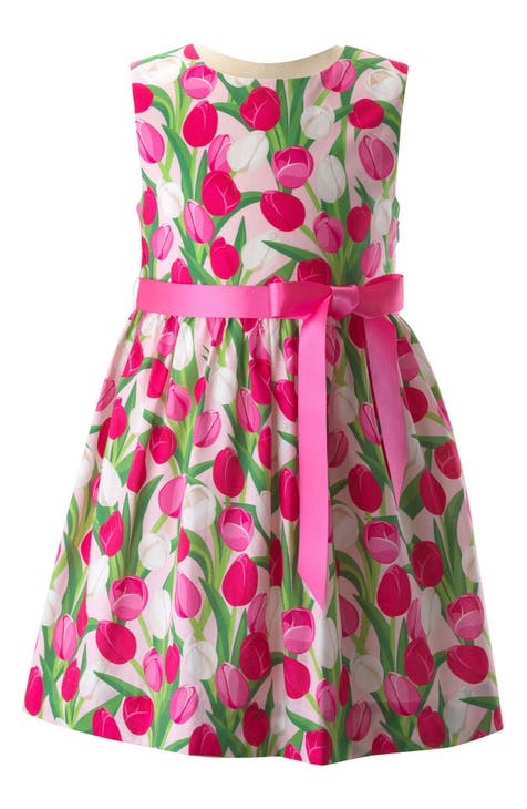 Kids' Tulip Print Sleeveless Cotton Fit & Flare Dress (Toddler & Little Kid)
