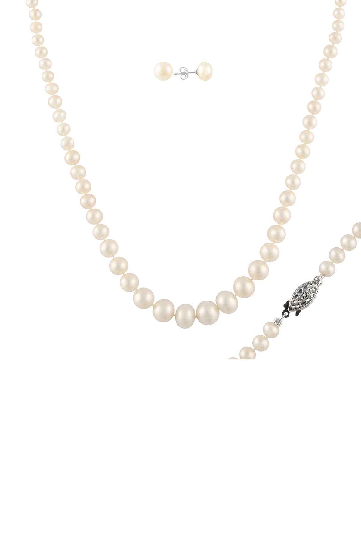 Splendid Pearls 11-12mm Freshwater Pear Necklace & Earrings Set In White