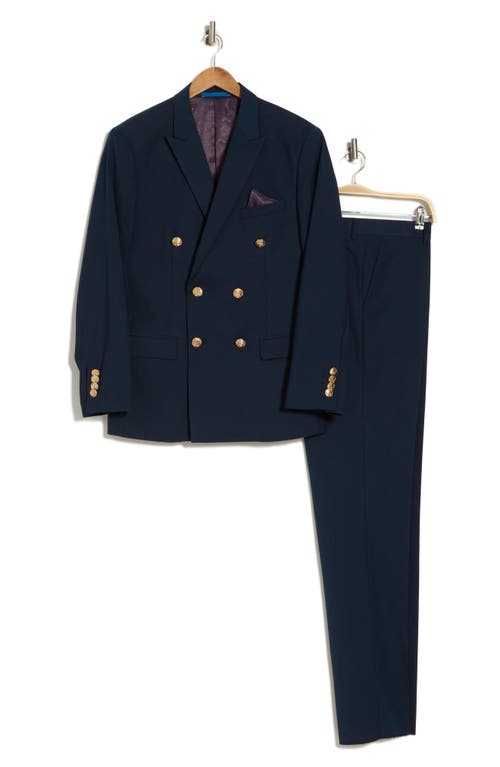 Gino Vitale Slim Fit Solid Double Breasted Suit In Navy
