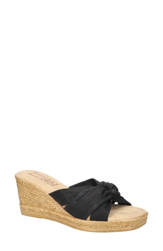 Shop Easy Street Ghita Wedge Slide Sandal In Black Crepe