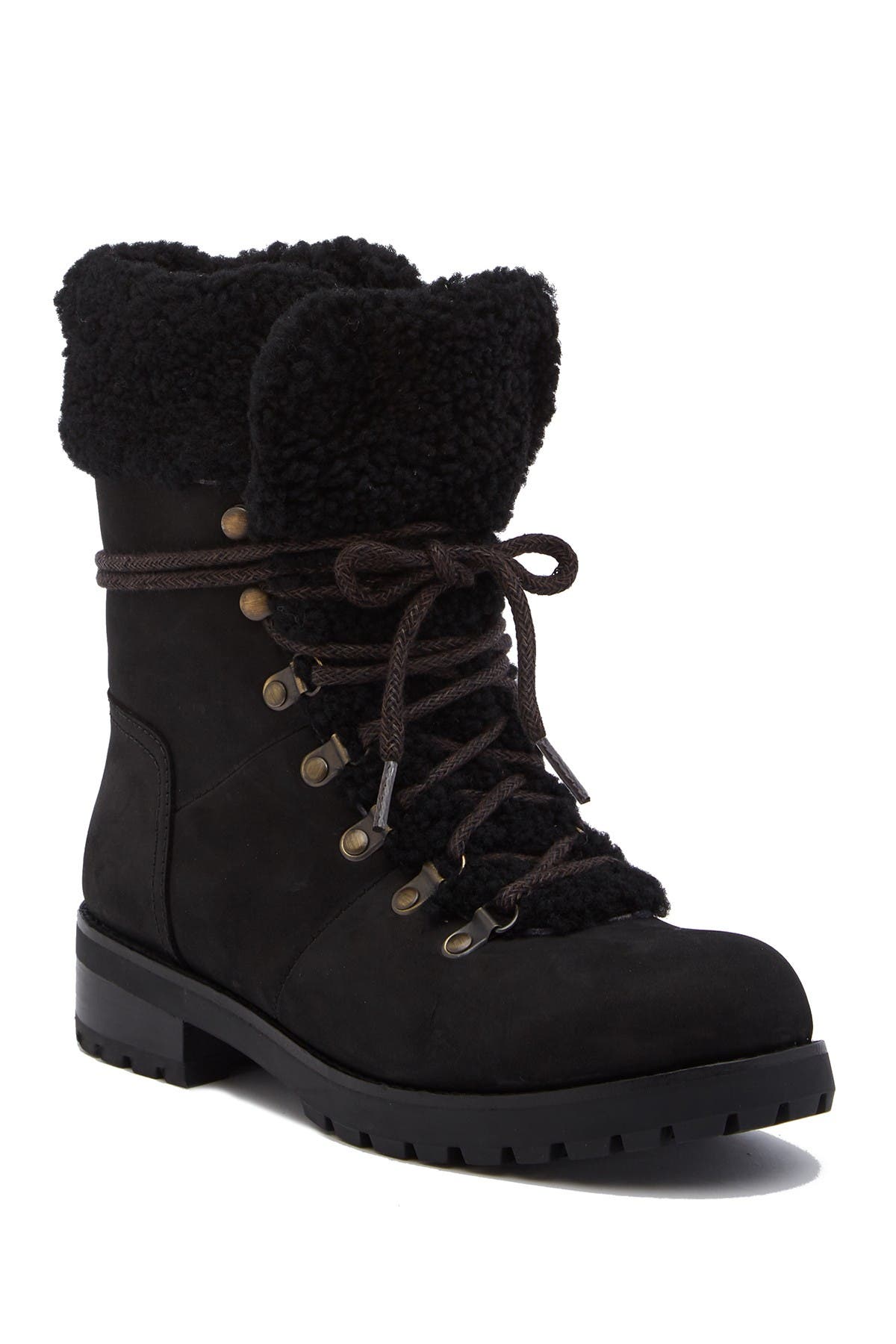 fraser shearling and suede combat booties