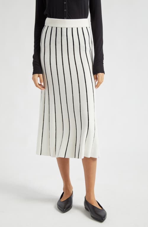 Atm Anthony Thomas Melillo Stripe Cotton Blend Skirt In Chalk/black