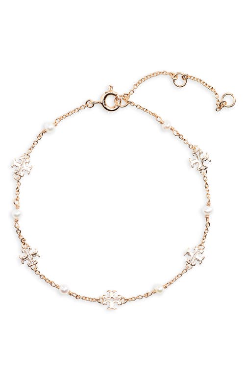 Tory Burch Kira Cultured Pearl Chain Bracelet In Gold