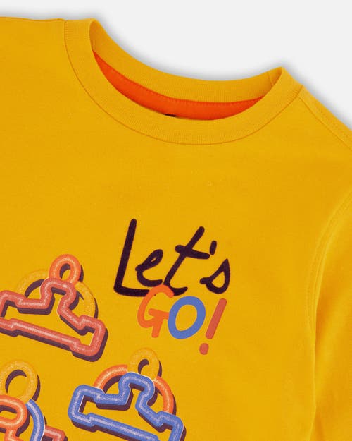 Shop Deux Par Deux Boy's T-shirt With Print Mustard Yellow In Mineral Yellow