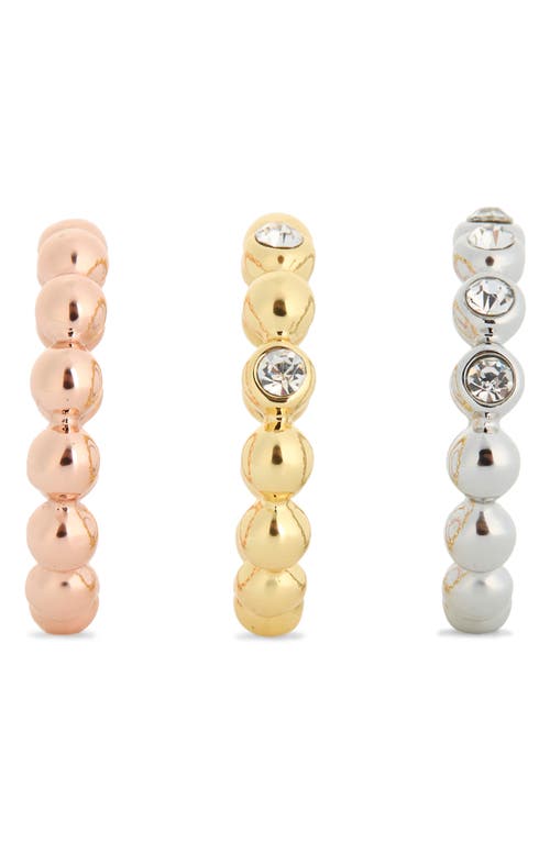 COVET COVET SET OF 3 TRI-TONE BUBBLE STACKABLE RINGS 