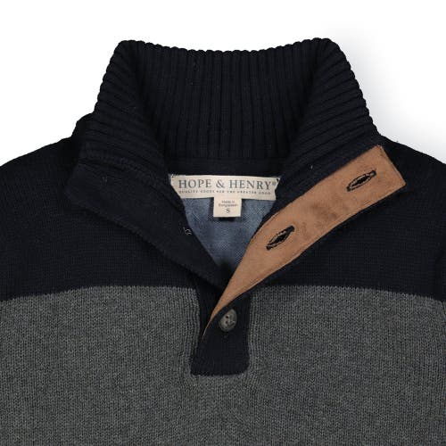 Shop Hope & Henry Baby Boys' Organic Contrast Sweater With Elbow Patches, Infant In Charcoal Heather And Black