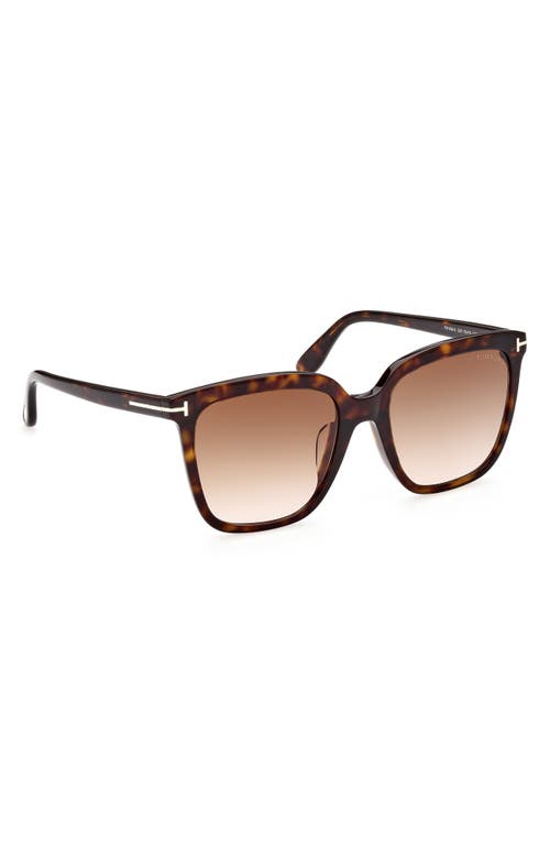 Tom Ford 55mm Butterfly Sunglasses In Dark Havana/gradient Brown