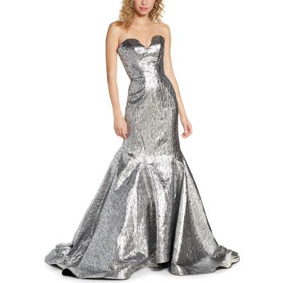 MAC Duggal Lame Mermaid Gown