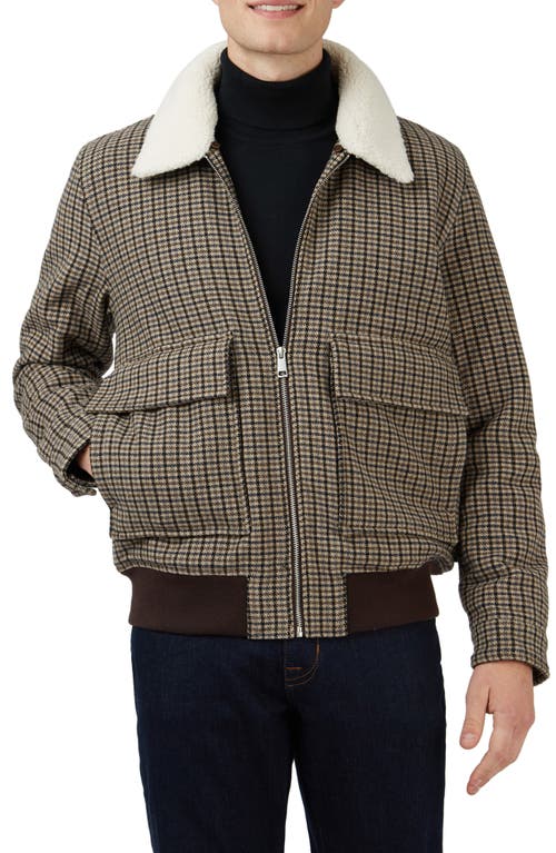 Heritage Check Coat with Faux Shearling Collar in Sand