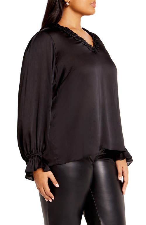 CITY CHIC CITY CHIC MAIA RUFFLE FLUTED SLEEVE SATIN TOP 