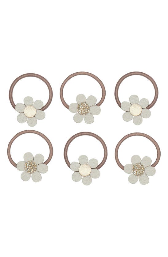 Shop Mimi & Lula Kids' Daisy Assorted 6-pack Mini Ponytail Holders In Light Beige
