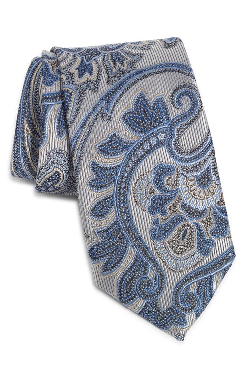 Paisley Silk Tie in Silver