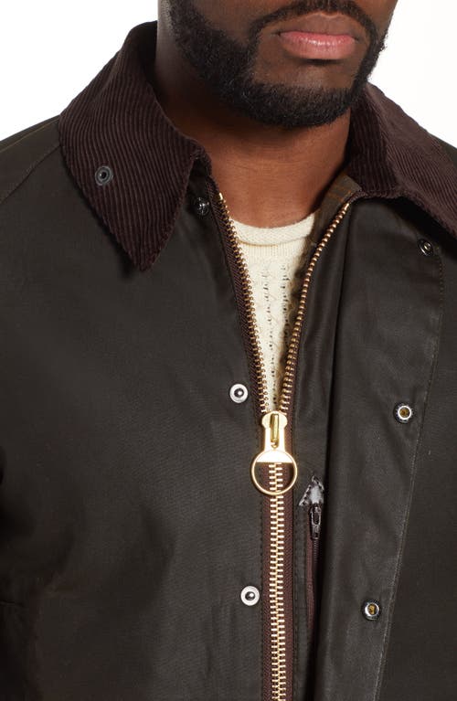 Barbour Beaufort Long Sleeved Snapped Jacket In Olive