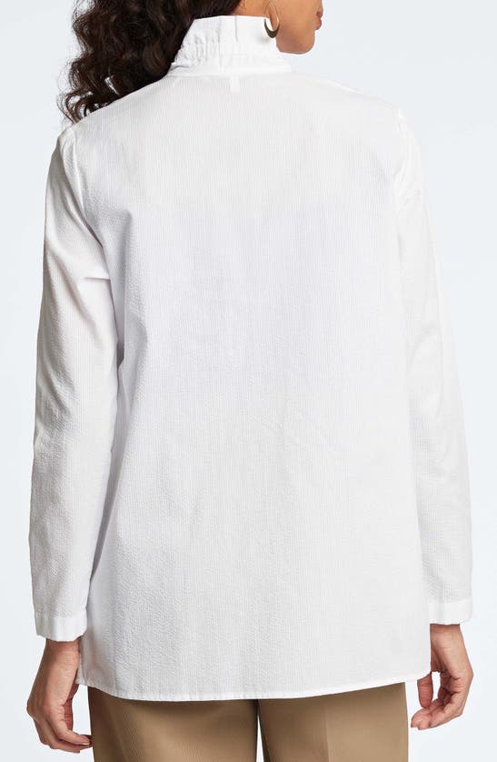 Shop Foxcroft Carolina Seersucker Button-up Shirt In White