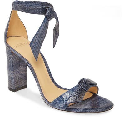 Alexandre Birman Clarita Block Genuine Snakeskin Ankle Tie Sandal, Blue