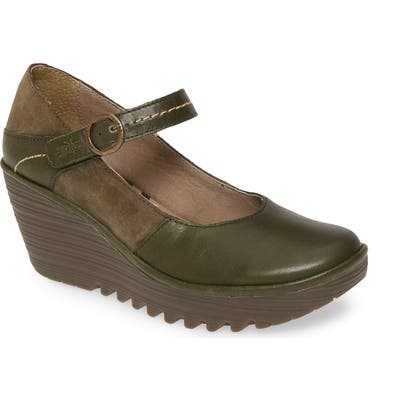 Fly London Yuko Wedge Mary Jane Pump-7- Green