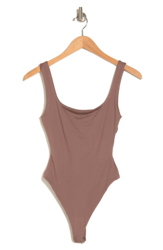 Shop N By Naked Wardrobe Bare Square Neck Bodysuit In Taupe