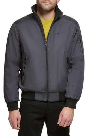 Shop Calvin Klein Classic Water Resistant Bomber Jacket In Iron