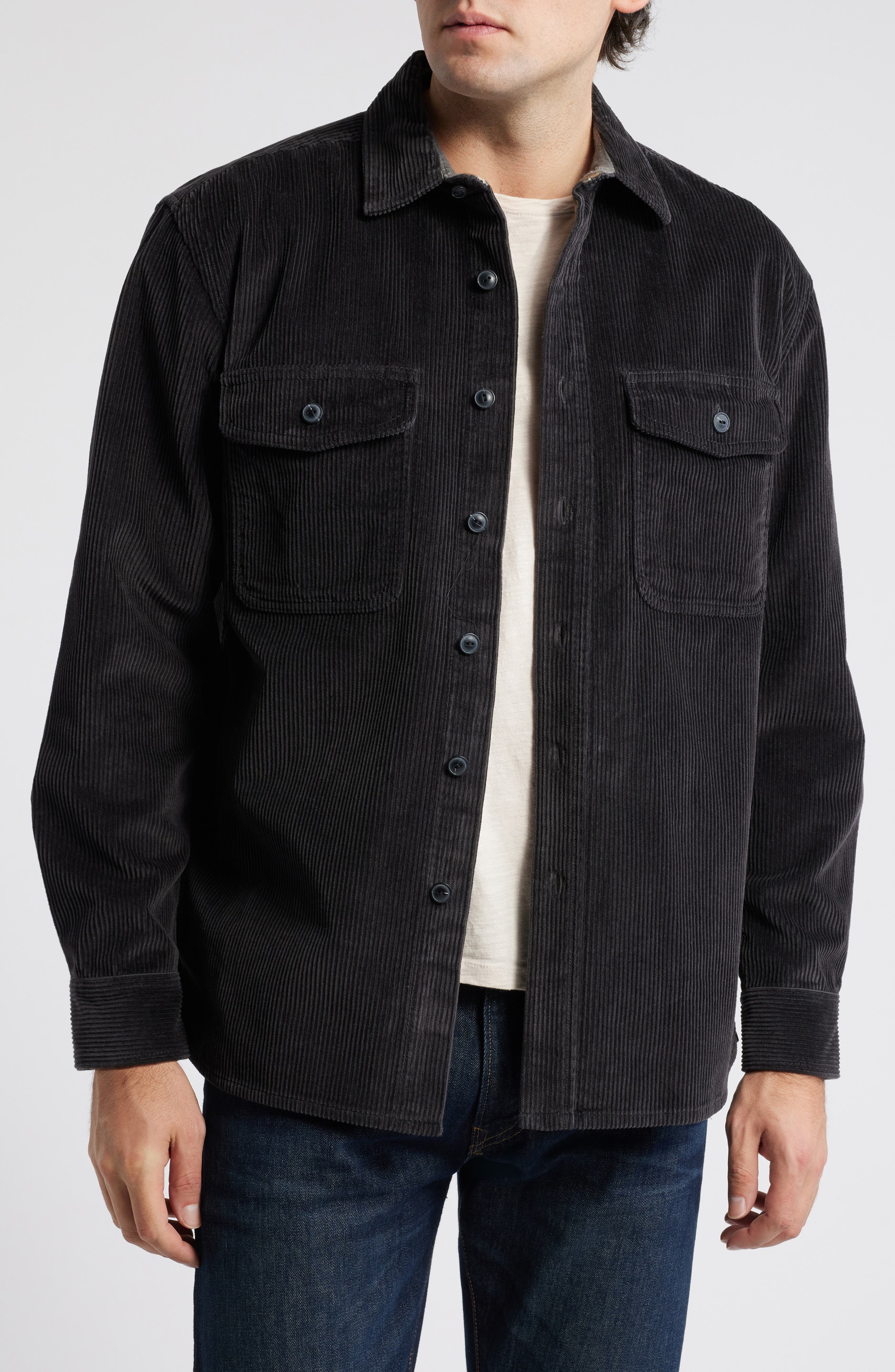 Pendleton Belmont Cotton Corduroy Overshirt in Charcoal 