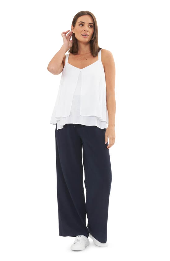 Shop Ripe Maternity Marlow Smocked Drawstring Wide Leg Pants In Navy