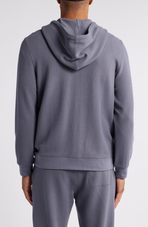 Shop Daniel Buchler Waffle Texture Zip Hoodie In Grey