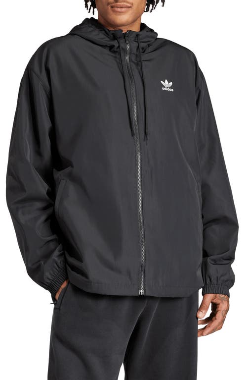 Adidas Originals Oversize Adicolor Trefoil Hooded Windbreaker In Black/white