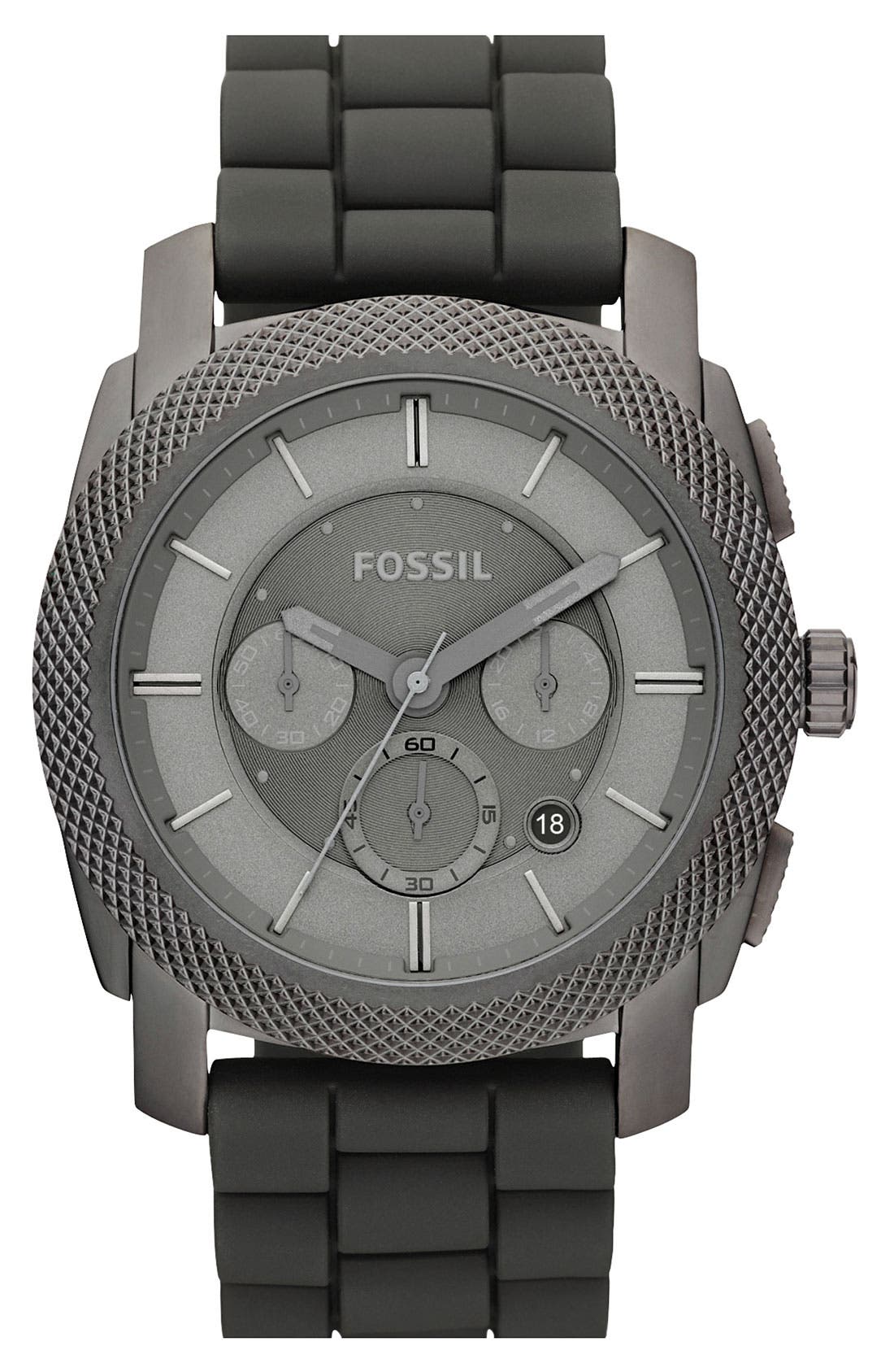 Fossil 'Machine' Chronograph Watch with Silicone Strap, 45mm Nordstrom