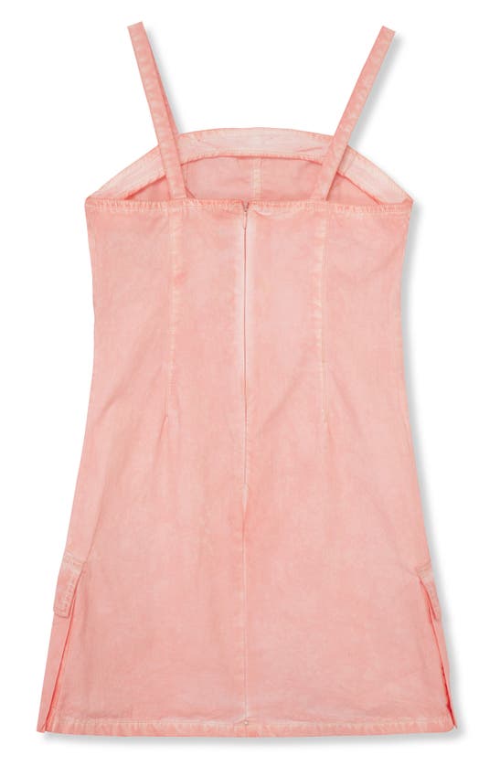 Shop Truce Kids' Cargo Pocket Cotton Dress In Peach
