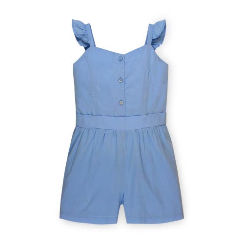 Hope & Henry Baby Girls' Flutter Button Front Romper, Infant In Cornflower Blue
