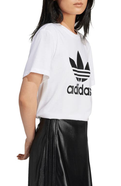 Adidas Originals Adicolor Trefoil Boxy Graphic T-shirt In White