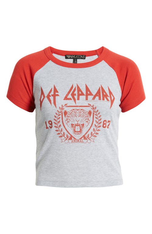 Shop Vinyl Icons Def Leppard Colorblock Cotton Graphic T-shirt In Red/grey