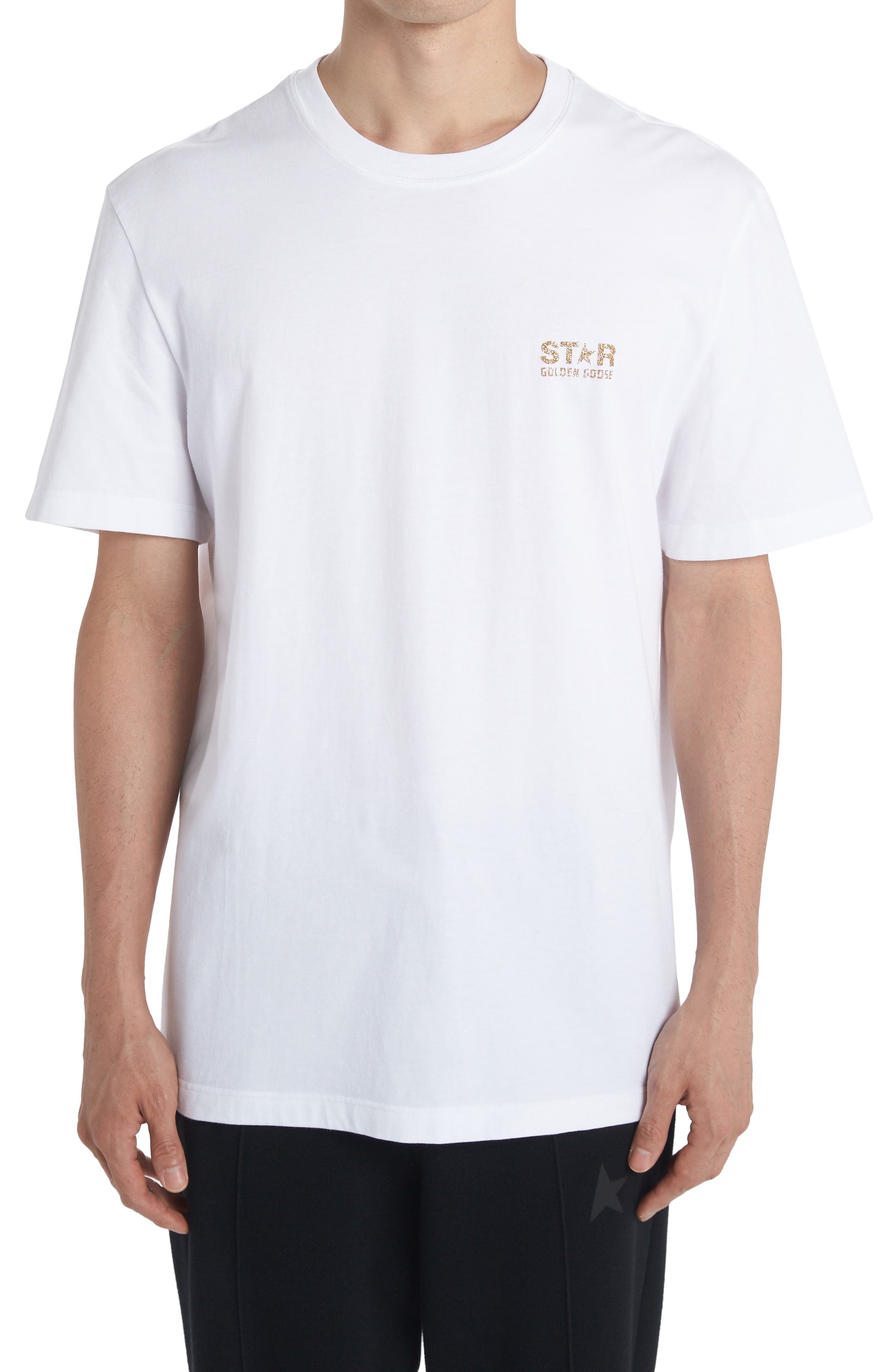 Golden Goose Star Logo Graphic Cotton Tee in White/Gold at Nordstrom, Size Xx-Large