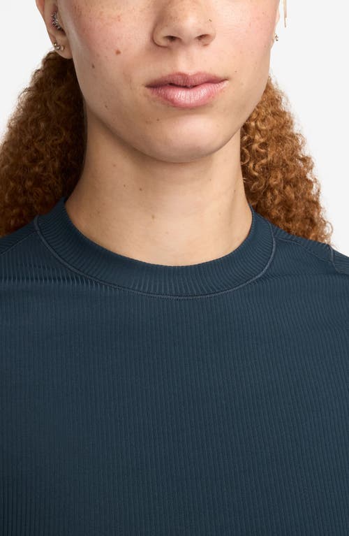 Nike Zenvy Dri-fit Rib T-shirt In Armory Navy/ White