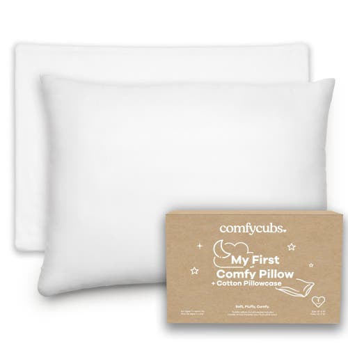 Comfy Cubs Toddler Pillow With Soft Cotton Pillowcase In White