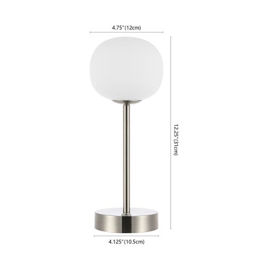 Jonathan Y Natalia Modern Minimalist Iron Rechargeable Integrated Portable Led Table Lamp In Nickel