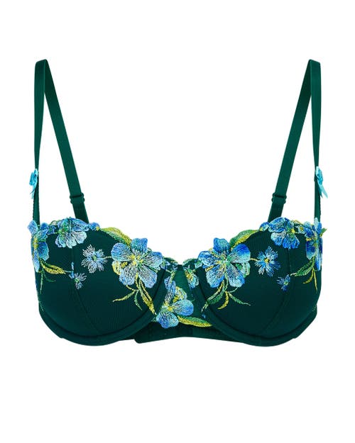 Shop Adore Me Daphne Push Up Balconette Bra In Floral Green