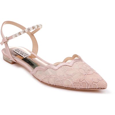 Badgley Mischka Lennon Embellished Skimmer Flat- Pink